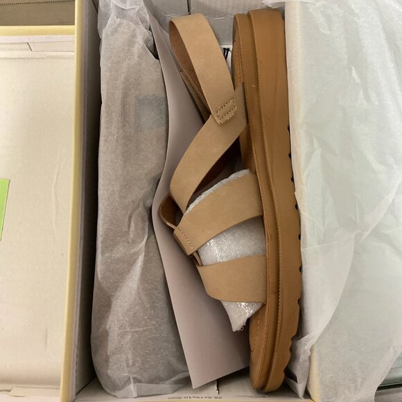 Yoki Carlota-04 Women's Criss-Cross Upper Slide Sandals Size 10 Taupe - Picture 2 of 5